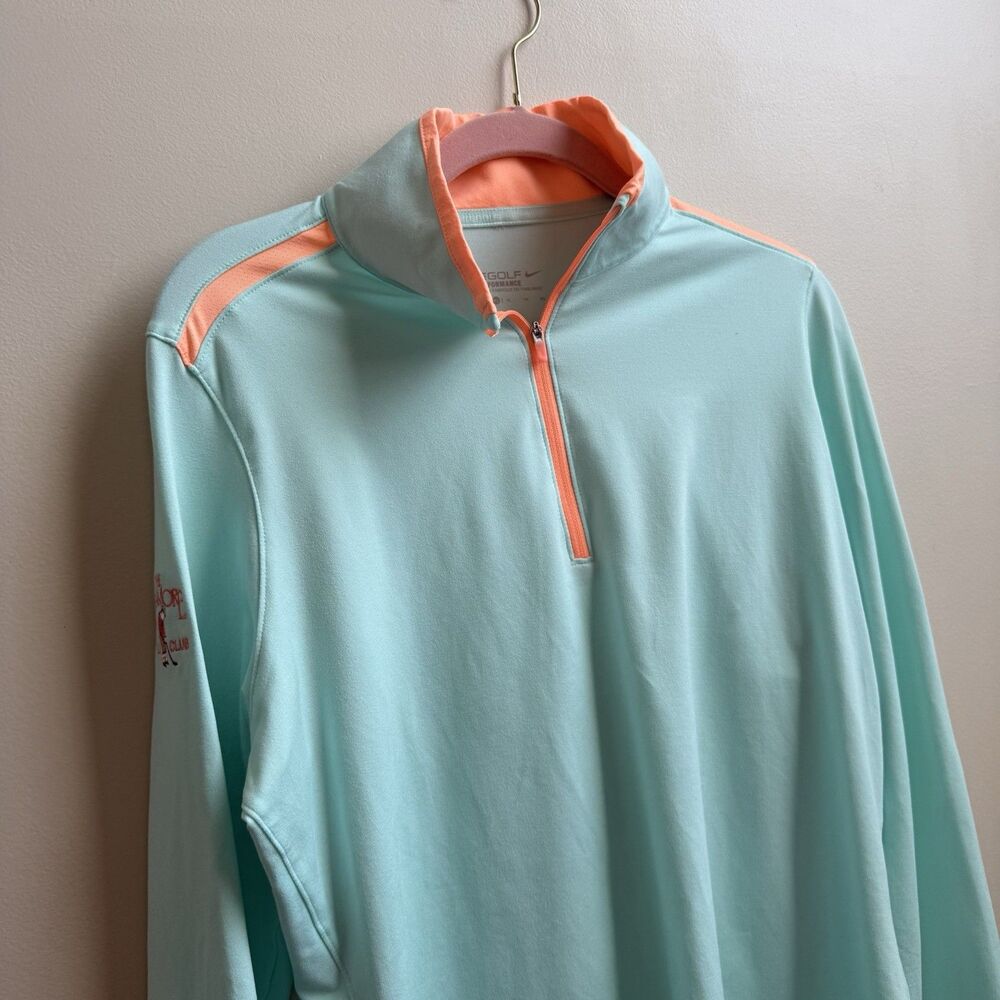 Nike Golf Dri-FIT Pullover Large Aqua Blue 1/4 Zip Training Top Size XL Sagamore